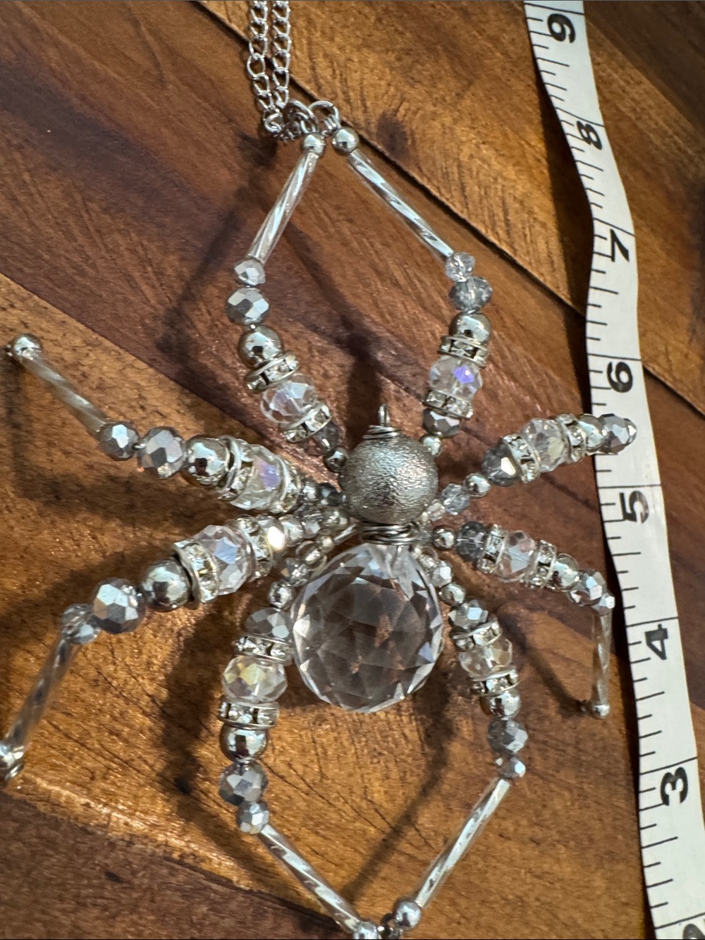 Handmade Crystal Spider Suncatcher in Silver Tone - Picture 4 of 5